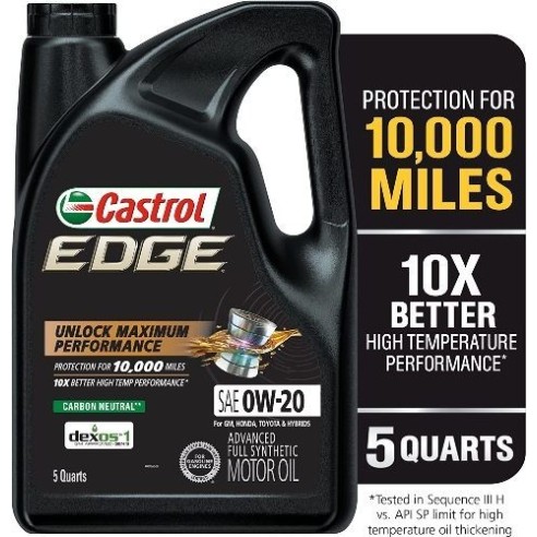 CASTROL 0W-20 EDGE FULL SYNTHETIC ENGINE OIL GALLON 5L